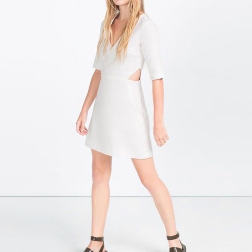 Zara - Trafaluc collection white dress with cut outs